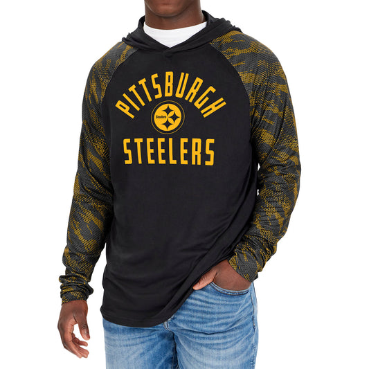 ZUBAZ NFL MEN'S PITTSBURGH STEELERS VIPER PRINT PULLOVER HOODED SWEATSHIRT