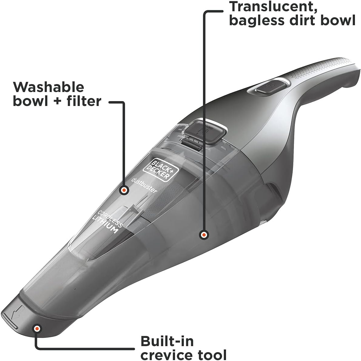 BLACK+DECKER Dustbuster Handheld Vacuum, Cordless, Dark Grey