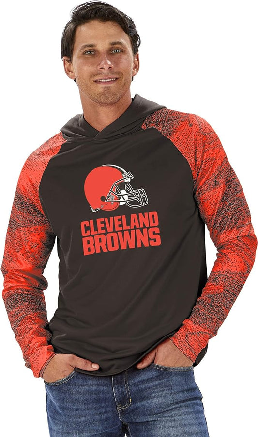 ZUBAZ NFL MENS CLEVELAND BROWNS SOLID BODY BROWN/FIRE RED STATIC FRENCH TERRY LW HOOD EXTRA LARGE