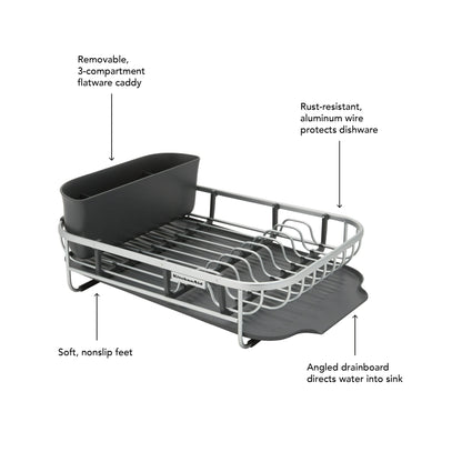 Kitchenaid Aluminum Space Saving Dishrack in Charcoal Gray