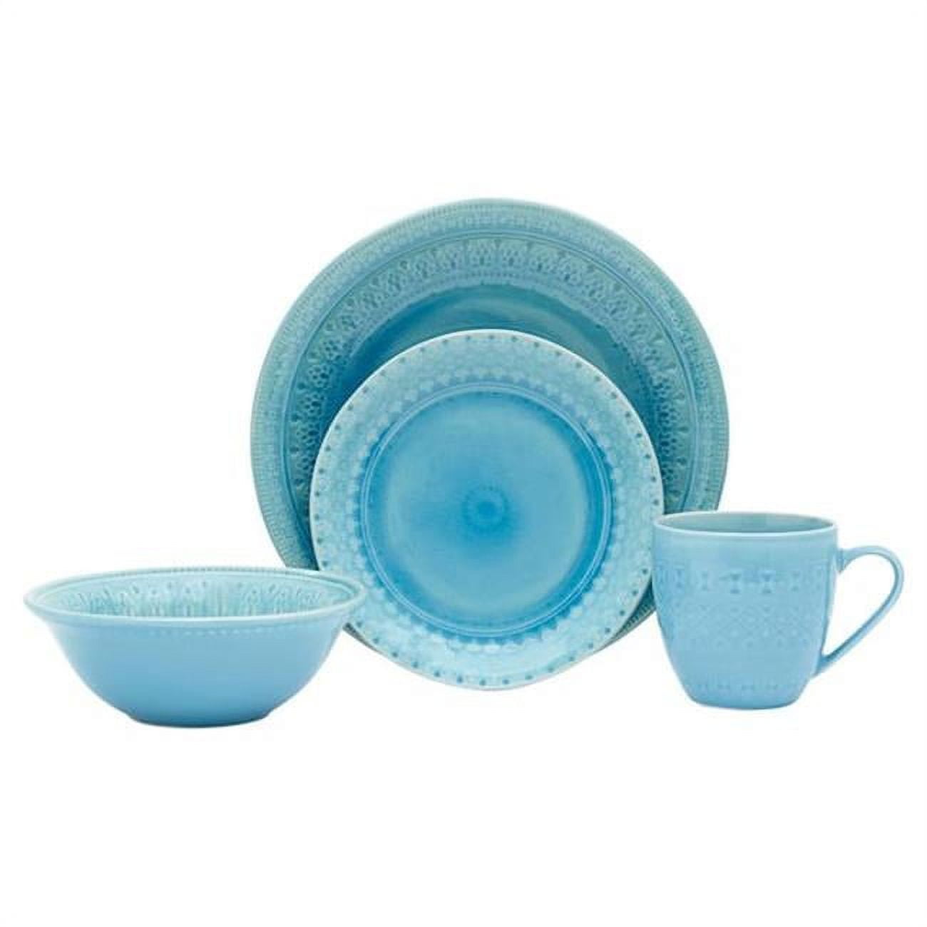 BAUM 16-Piece Elegante Aqua Ceramic Dinnerware Set