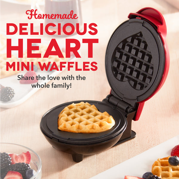 Dash Red Heart Mini Waffle Maker