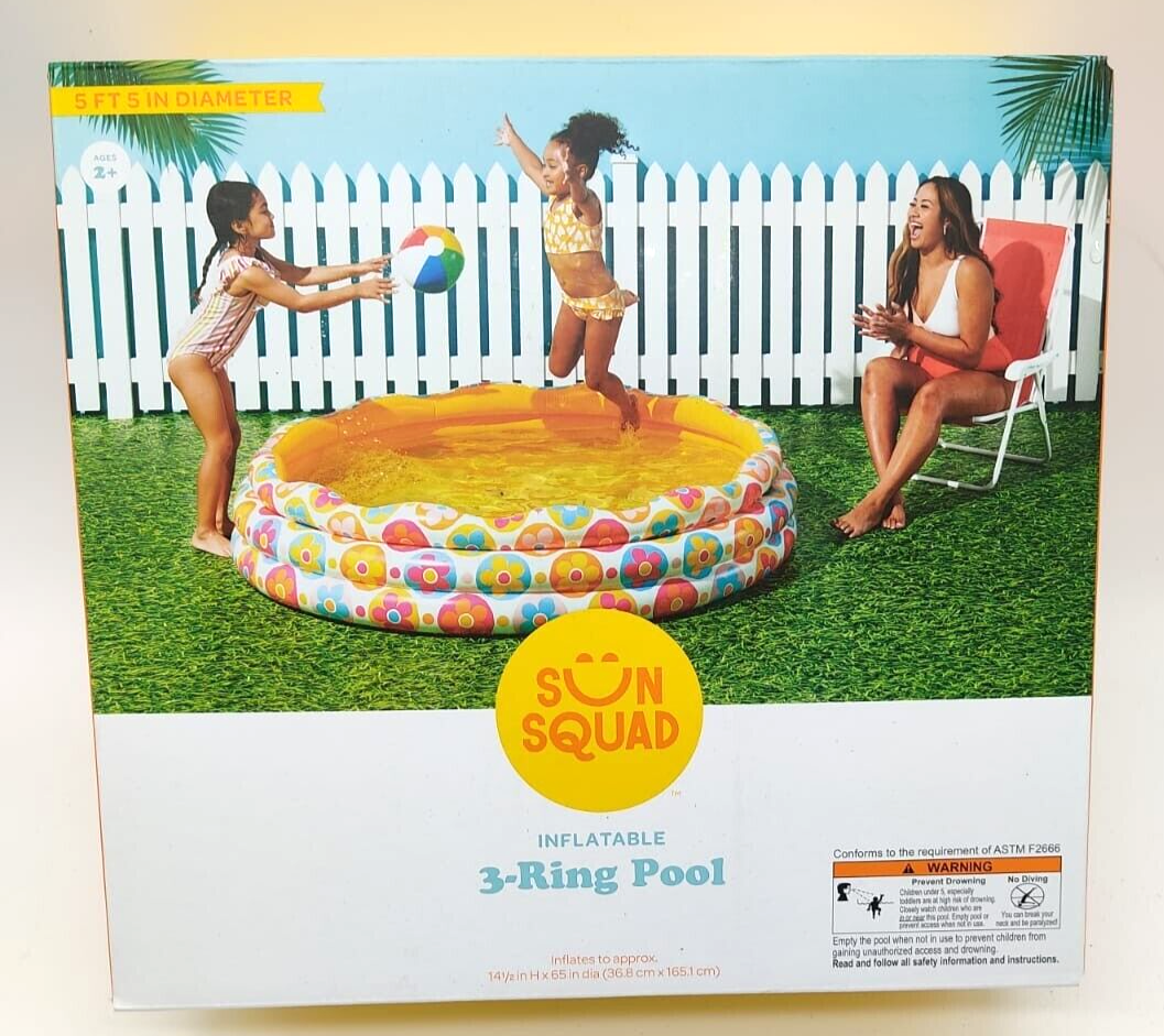 Inflatable Pool 3-Ring Sun Squad 5’5 Diameter - Flower